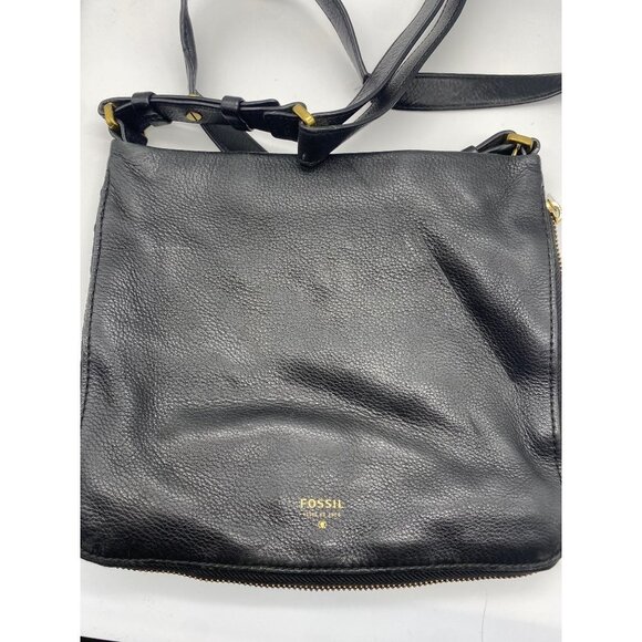 Fossil Black Soft Leather Crossbody Bag 10X9 ALL AROUND ZIP - Picture 2 of 6
